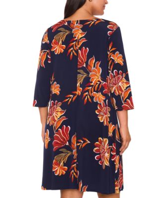 Plus Size 3-Ring Shift Knee-Length Dress