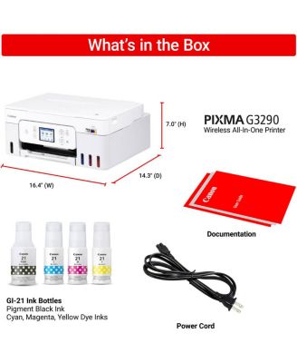 MegaTank PIXMA G3290 Wireless 3 In 1 White Printer with LCD Touchscreen
