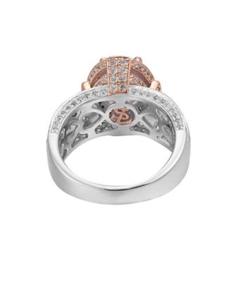 Suzy Levian Two-Tone Sterling Silver Oval Cut Center Topaz Cocktail Milano Ring