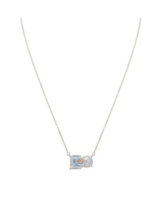 Suzy Levian Sterling Silver Topaz Two Stone Necklace