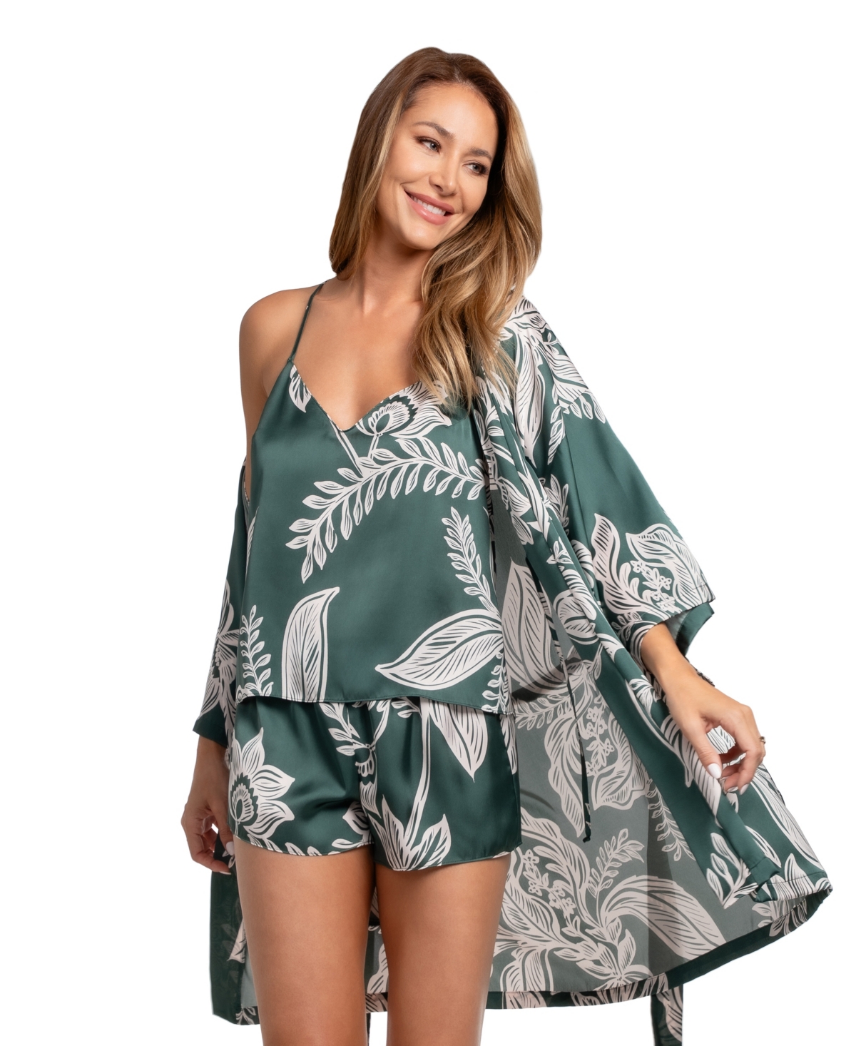 Midnight Bakery Print Satin Camisole & Tap Pajamas In Multi