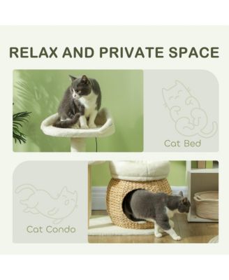 31" Cat Tree Tower with Scratching Posts, Cat Condo, Beds & Toy Ball