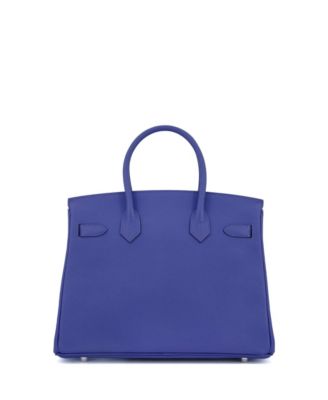 Pre-Owned Hermes Birkin 30 Handbag Blue Epsom with Palladium Hardware