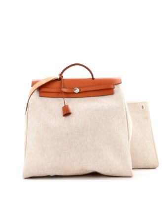 Pre-Owned Hermes MM Herbag Toile and Leather