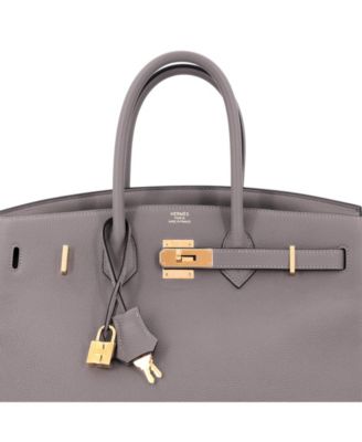 Pre-Owned Hermes Birkin 35 Handbag Grey Togo with Gold Hardware