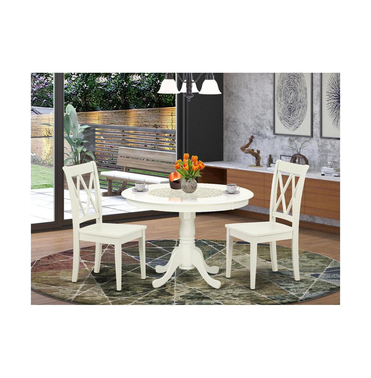 East West Furniture Dining Room Set Linen White
