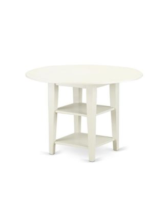 5-Pc. Rubber Wood Linen White Drop Leaf Dining Room Set