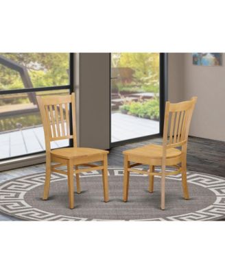 5 Piece Table and Chairs Dining Set - Oak Wood Dining Table and 4 Oak Wooden Dining Chairs with Slatted Back - Oak Finish