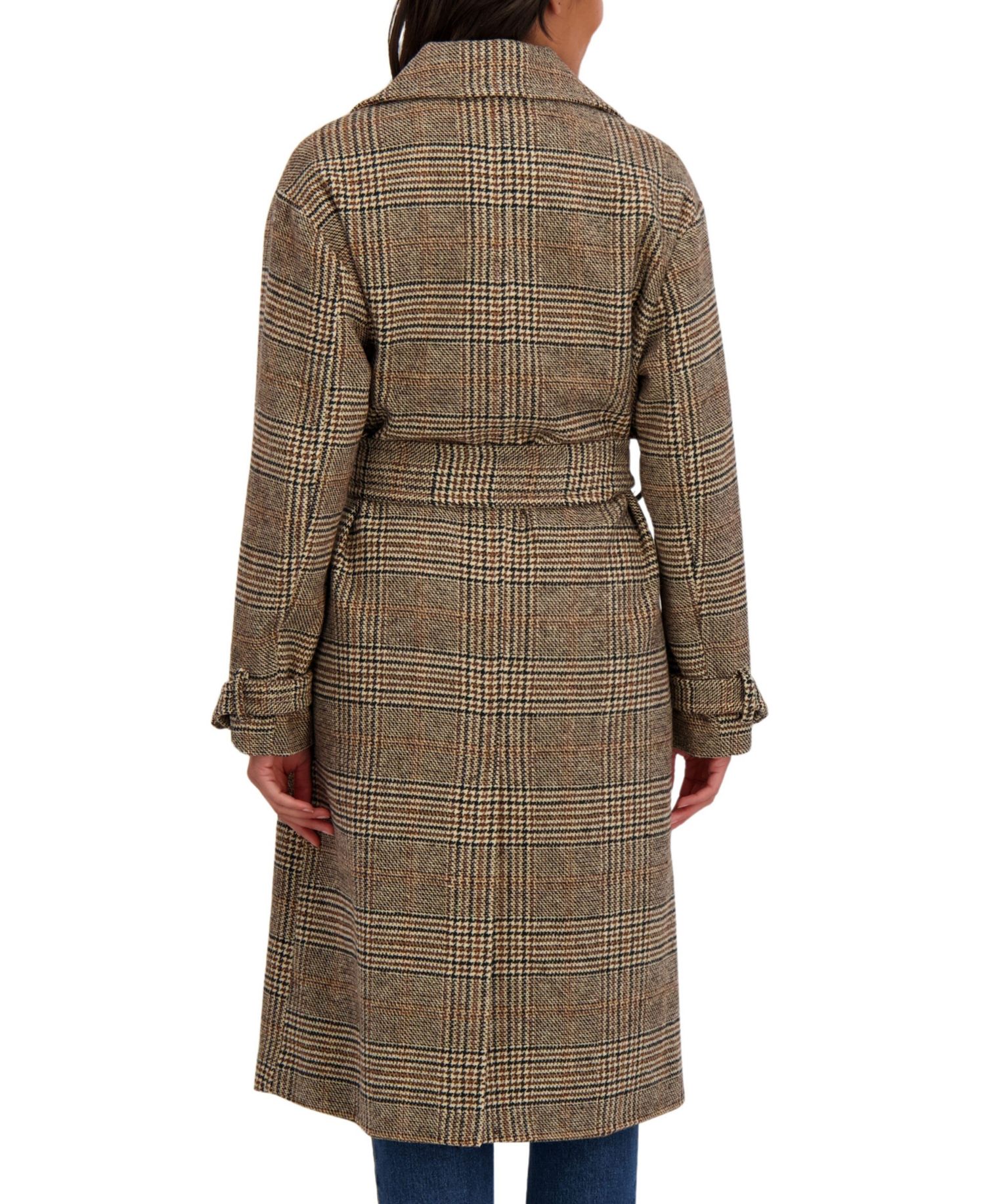 Women's Long Belted Oversized Double Breasted Faux Wool Coat