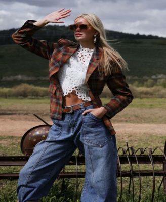 Women's High Neck Eyelet Top