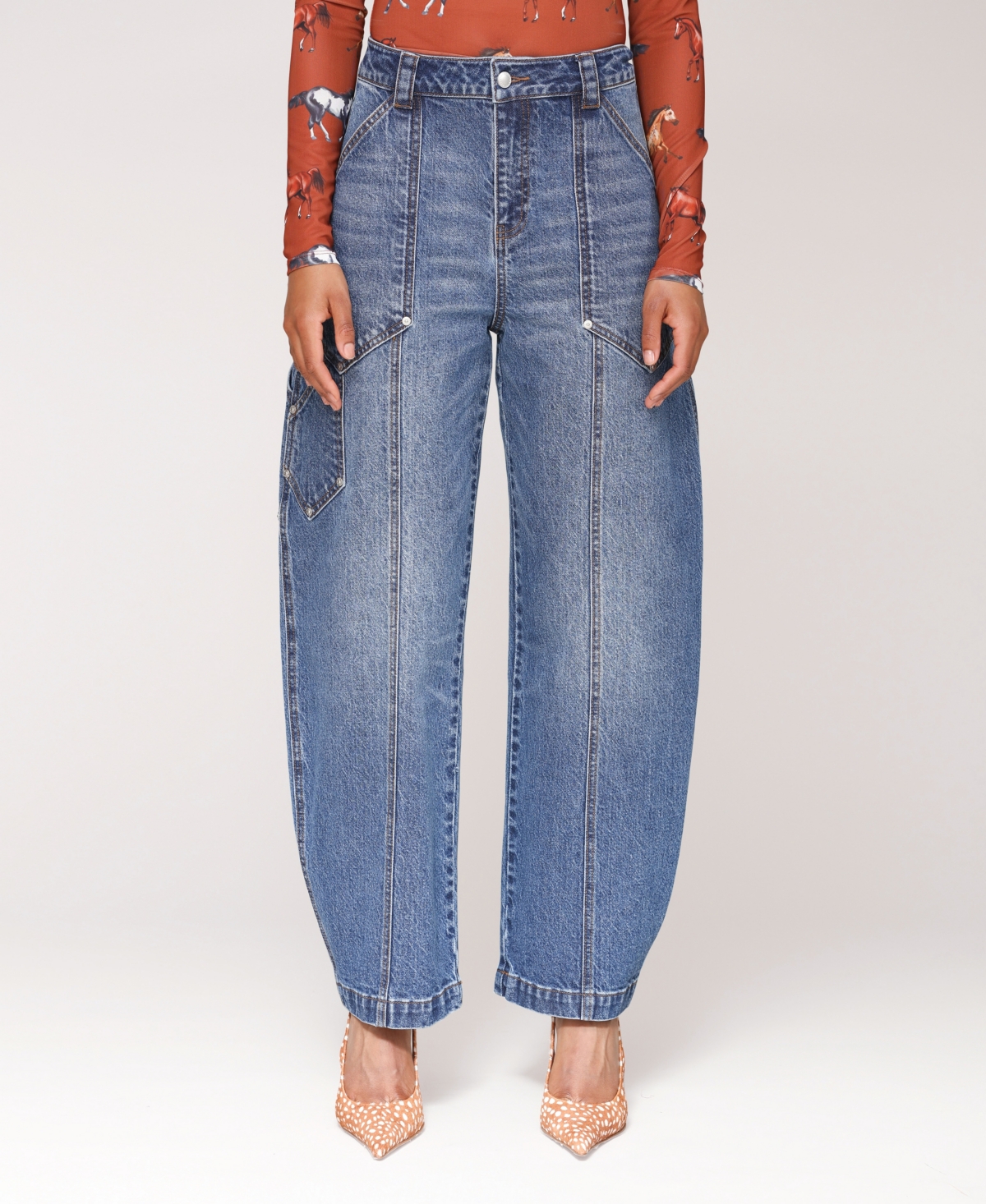 Avec Les Filles Zucchini Leg Carpenter Jeans In Blue