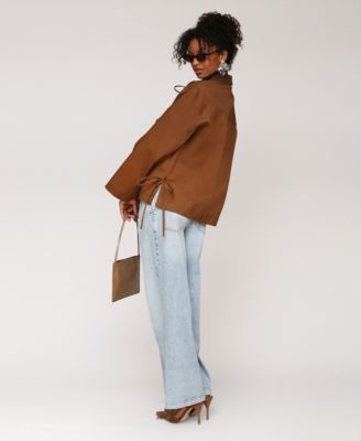 Women's Oversized Chore Big Patch Pockets and Bows Jacket