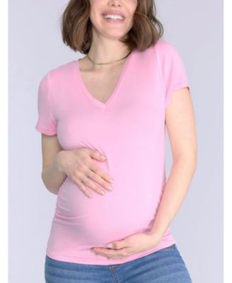 Maternity V-Neck Side-Ruched Short Sleeve Tee - Motherhood