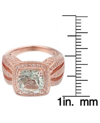 Suzy Levian Sterling Silver Cushion Cut Center Topaz Cocktail Ring