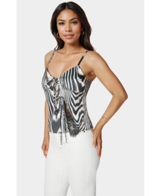 Women's Tie Front Satin Cami
