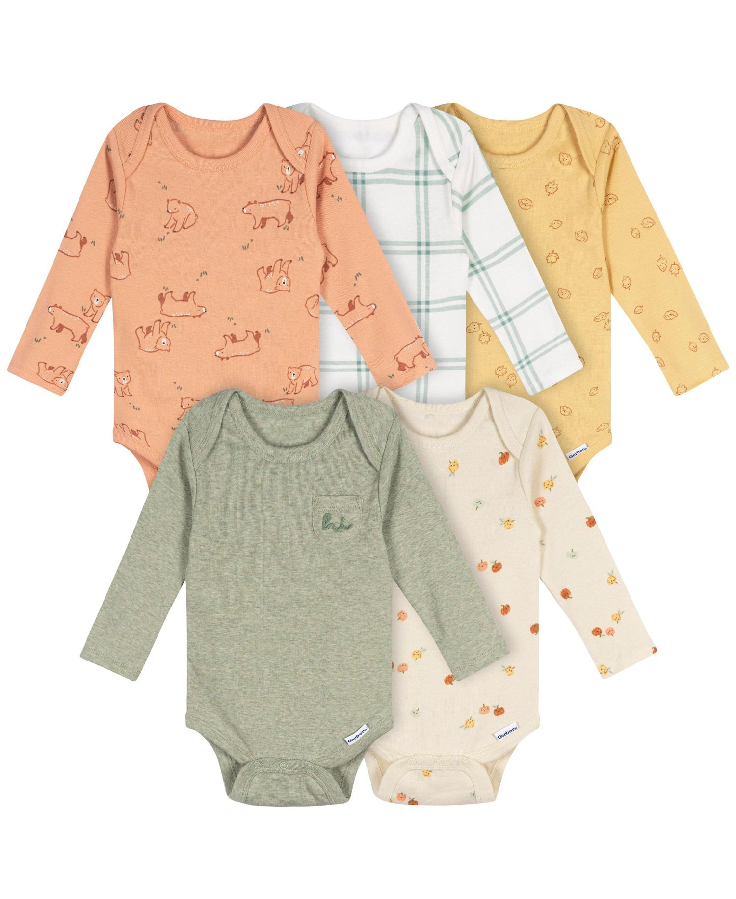Baby Neutral 5-Pack Long Sleeve Bodysuits.