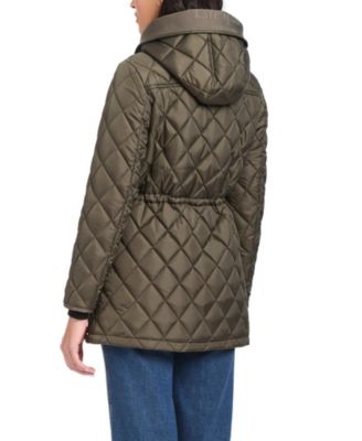 Women's Diamond Quilted Anorak Jacket With Hood