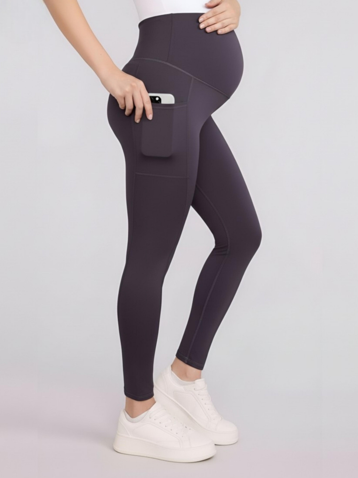 Women's Over the Belly Side Pocket Active Maternity Leggings - Motherhood Maternity - Nine iron