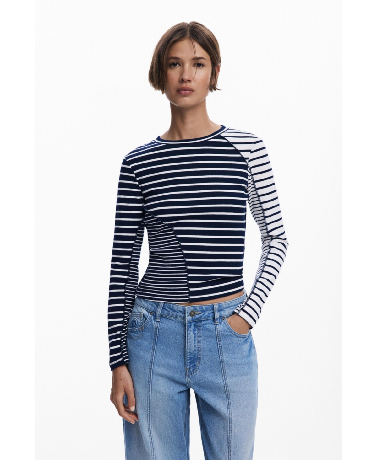 Desigual Women's Combined striped T-shirt