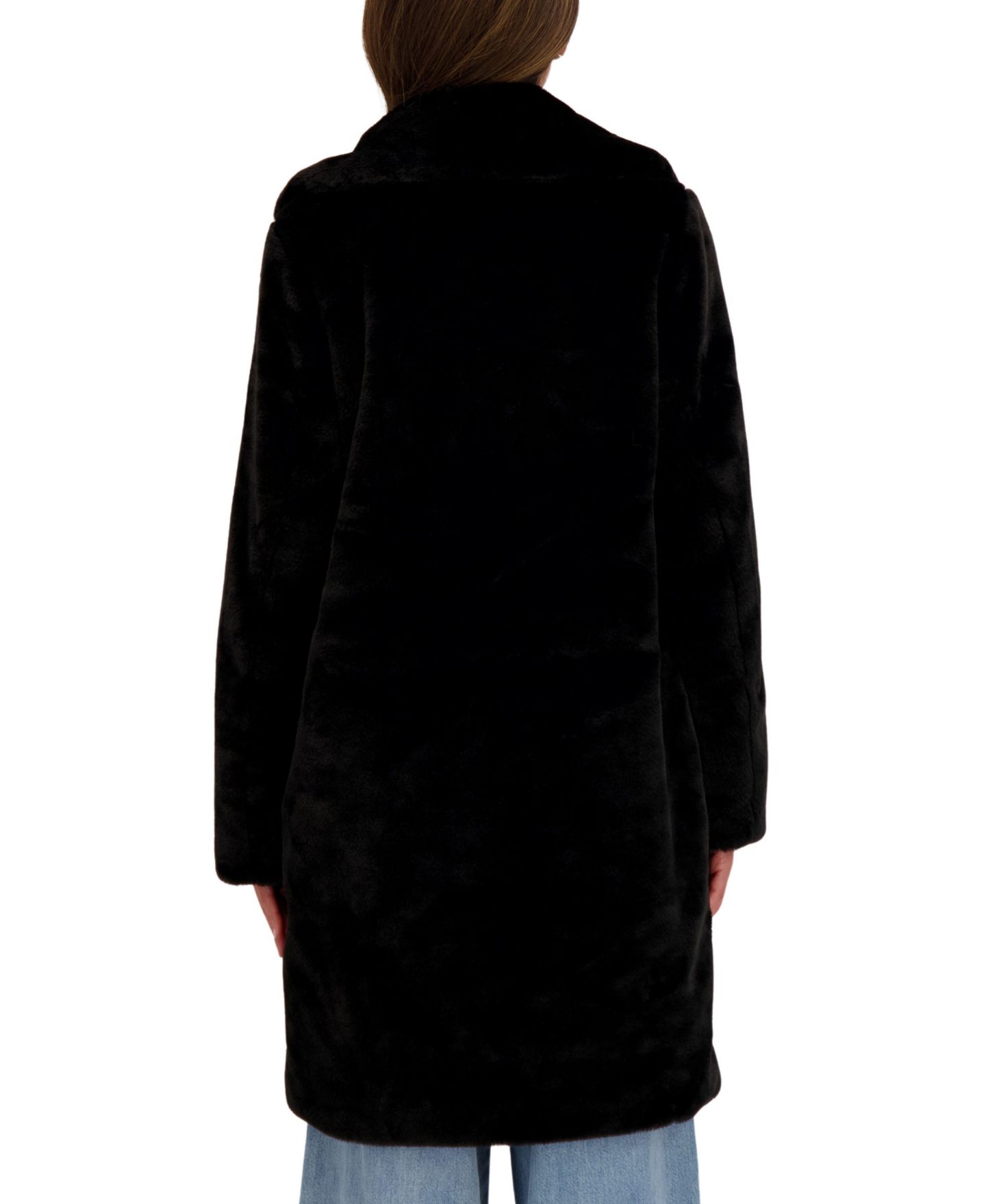 Женское пальто Sebby Collection Faux Fur Notch Collar 3/4 Coat, цвет: Чёрный — фото 3