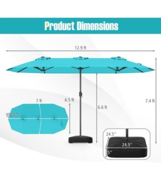 13 Feet Double-Sided Patio Twin Table Umbrella with Crank Handle