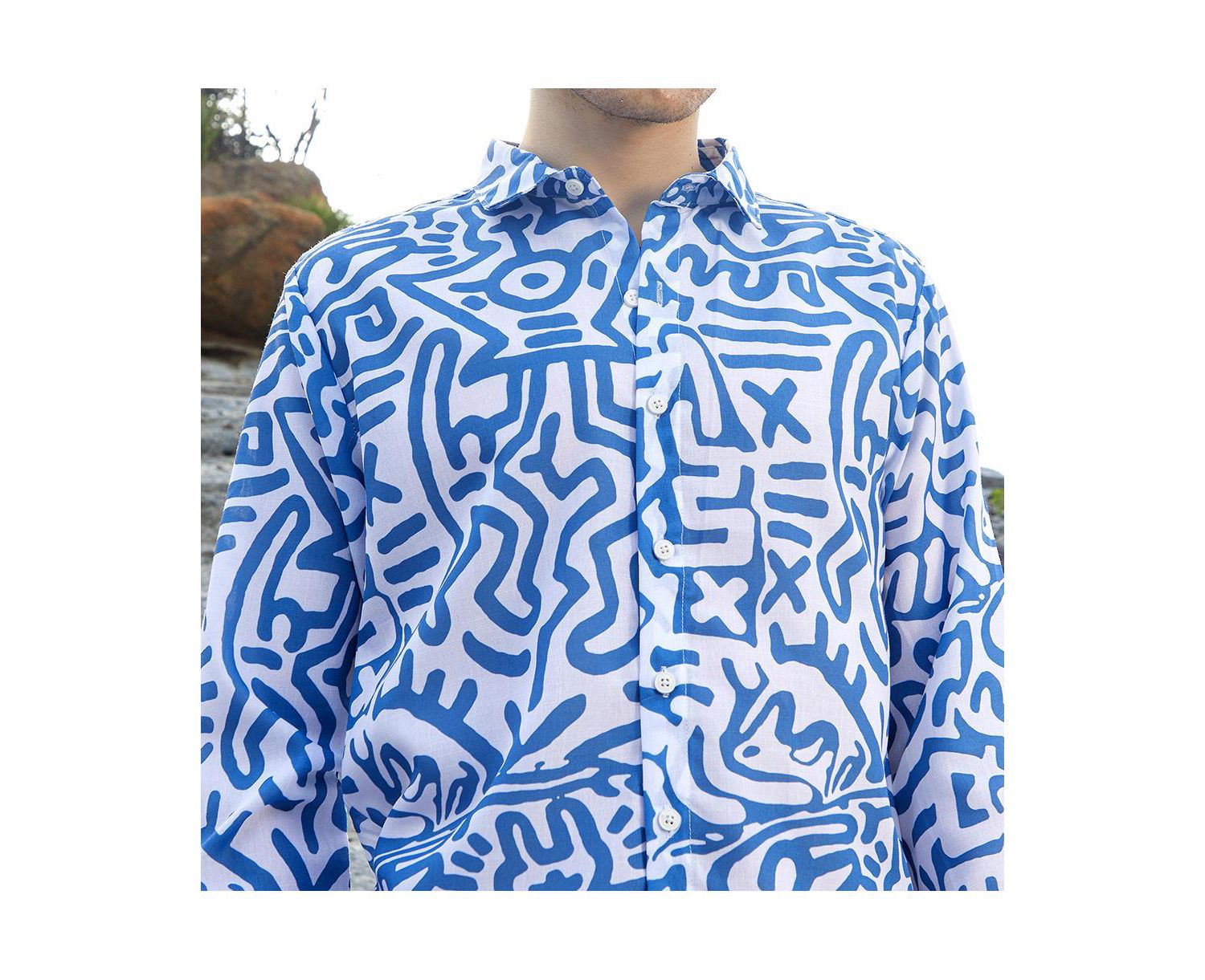 Men's Contrast Graffiti Shirt