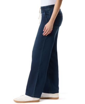 Women's Knit Drawstring Straight Denim Jeans