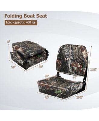 2-Piece Folding Boat Seat Set with Sponge Padding - Camouflage