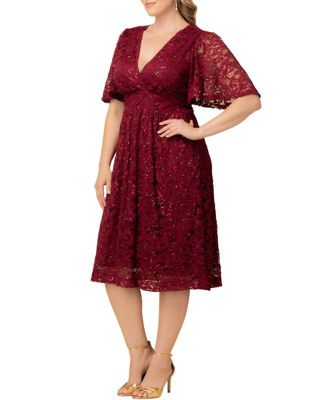 Plus Size Starry Sequin Lace Cocktail Dress