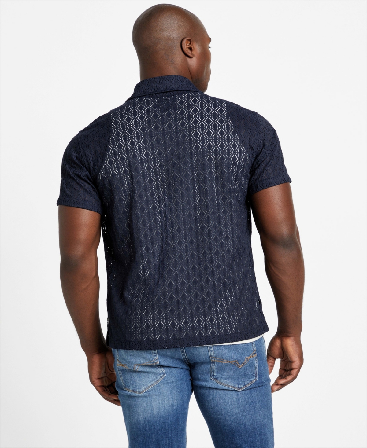 Guess Men's Reeves Woven Short Sleeve Button-up Shirt In Blue