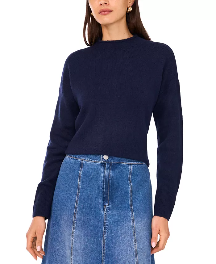Women's Long Sleeve Mock Neck Rolled Hem Sweater - thumbnail 5
