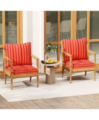 2PCS Deep Seat Chair Cushion Pads Set Indoor/Outdoor with Rope Belts