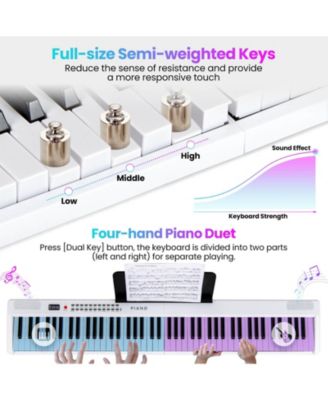 88 Key Folding Piano Keyboard with Wireless MIDI Dual Speakers 1000 Timbres