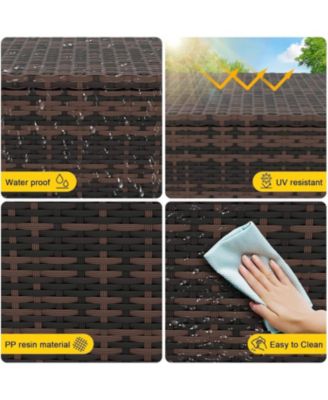 80 Gallon Waterproof Outdoor Rattan Storage Deck Box with Lid, Wheels & Handle for Cushions, Patio Furniture, Garden Tools