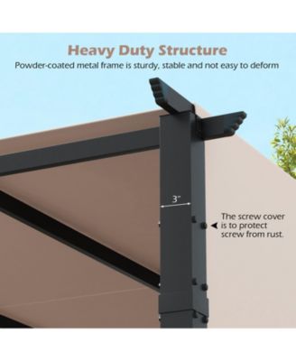 10 x 10 ft Flat Top Pergola with Retractable Canopy for Garden Pool Porch and Backyard