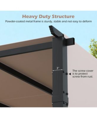 10 x 10 ft Flat Top Pergola with Retractable Canopy for Garden Pool Porch and Backyard