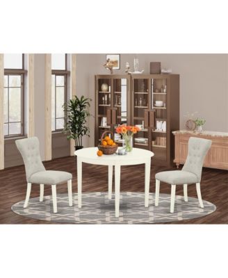 3 pc Rubber Wood Linen Dining Room Set