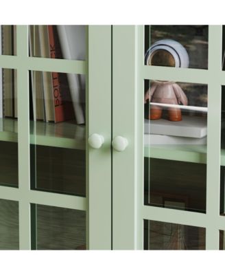 Storage Cabinet with Double Glass Doors and Drawer
