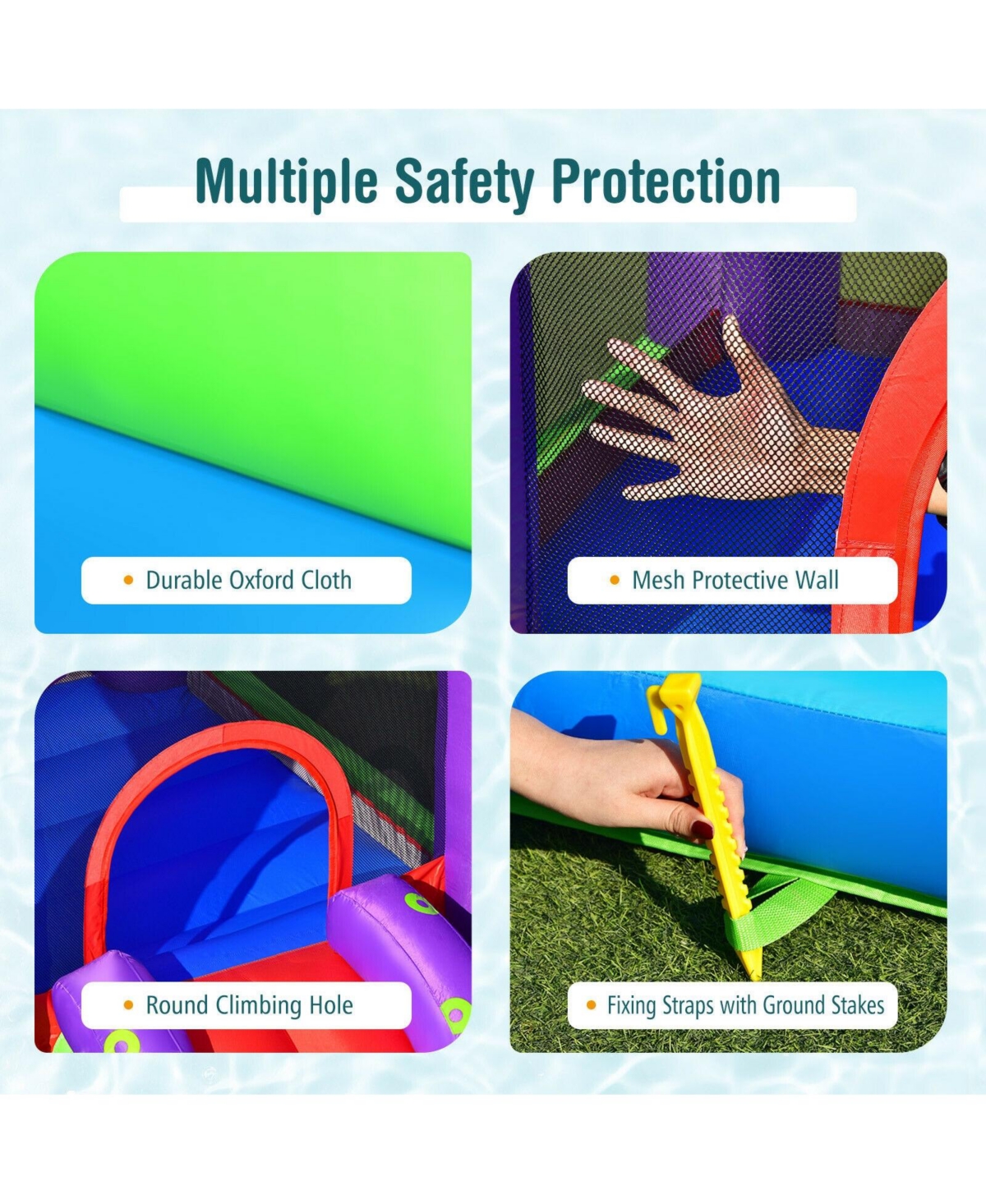 Inflatable Water Slide Park with Splash Pool and 750W Blower