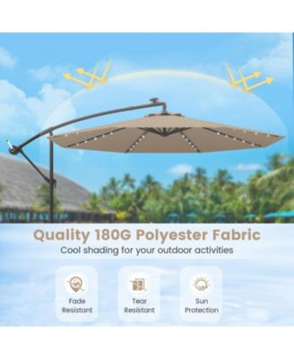 10 Feet Solar Offset Hanging Umbrella with 40 Lamp Beads and Solar Panel