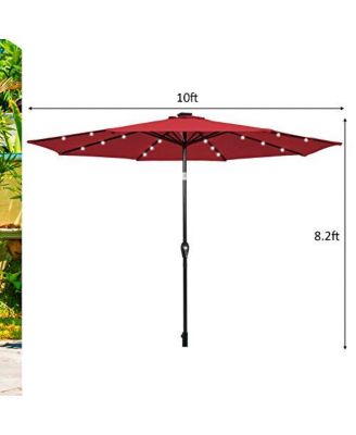 10 Feet Outdoor Patio umbrella with Bright Solar LED Lights