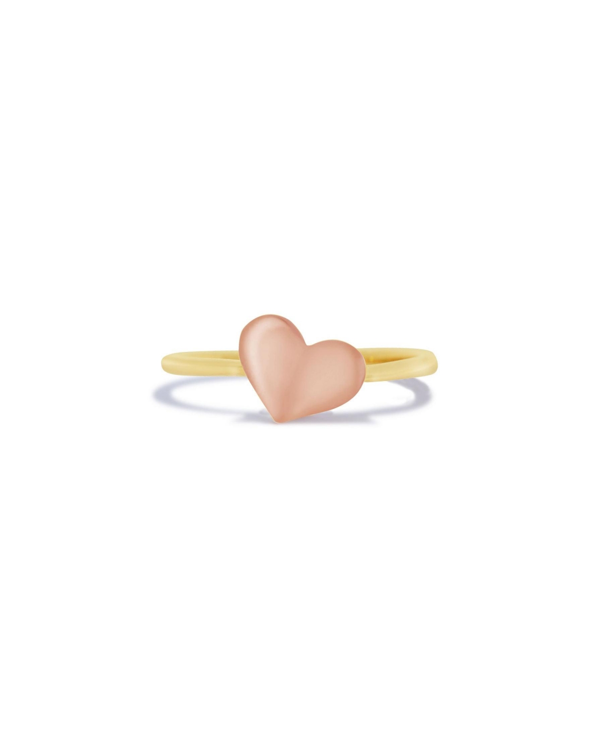 Asymmetrical Gold Heart Ring Two Tone 14K Gold - Gold