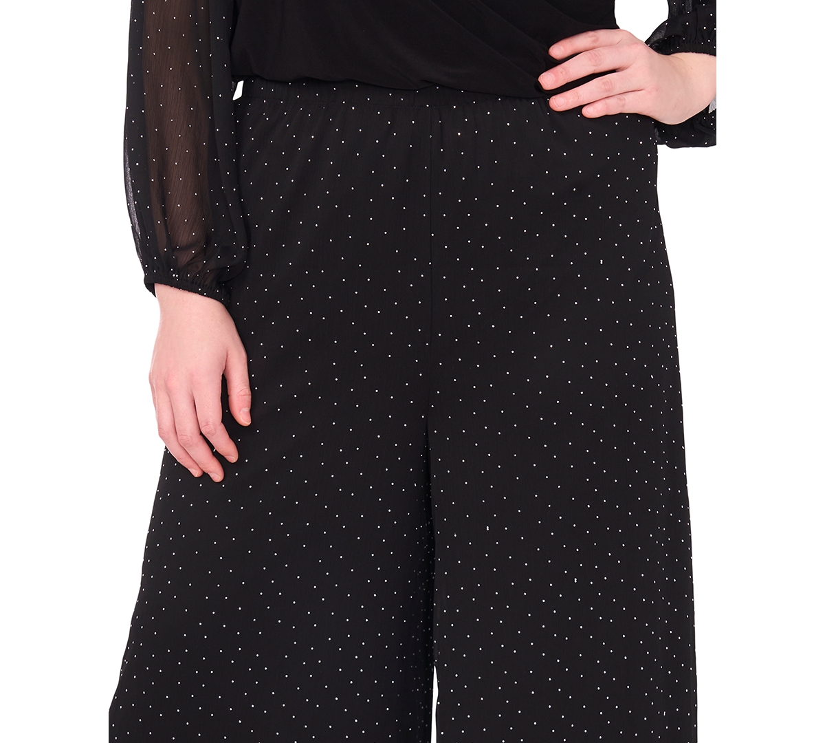 Msk Women's Palazzo Pull-on Pants In Black