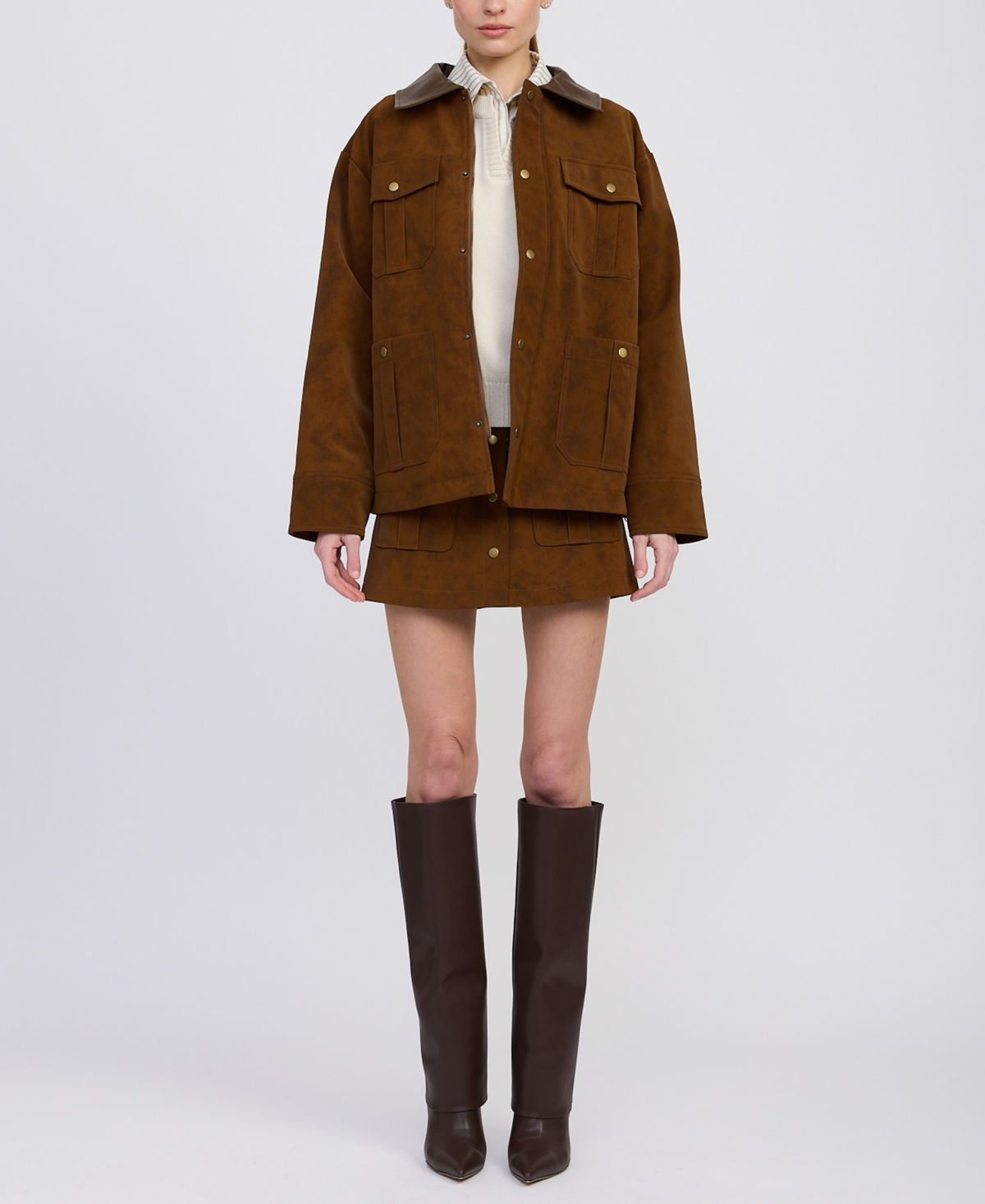 En Saison Eloise Chore Jacket Brown In Brown