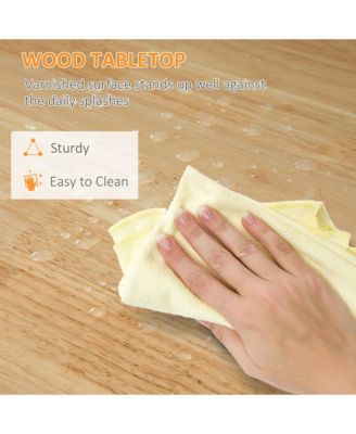 26.5&amp;#x22; Rubberwood, MDF Drawers, Slatted Shelves, Removable Tray, Locking Wheels Bar Serving Cart Rolling Kitchen Cart