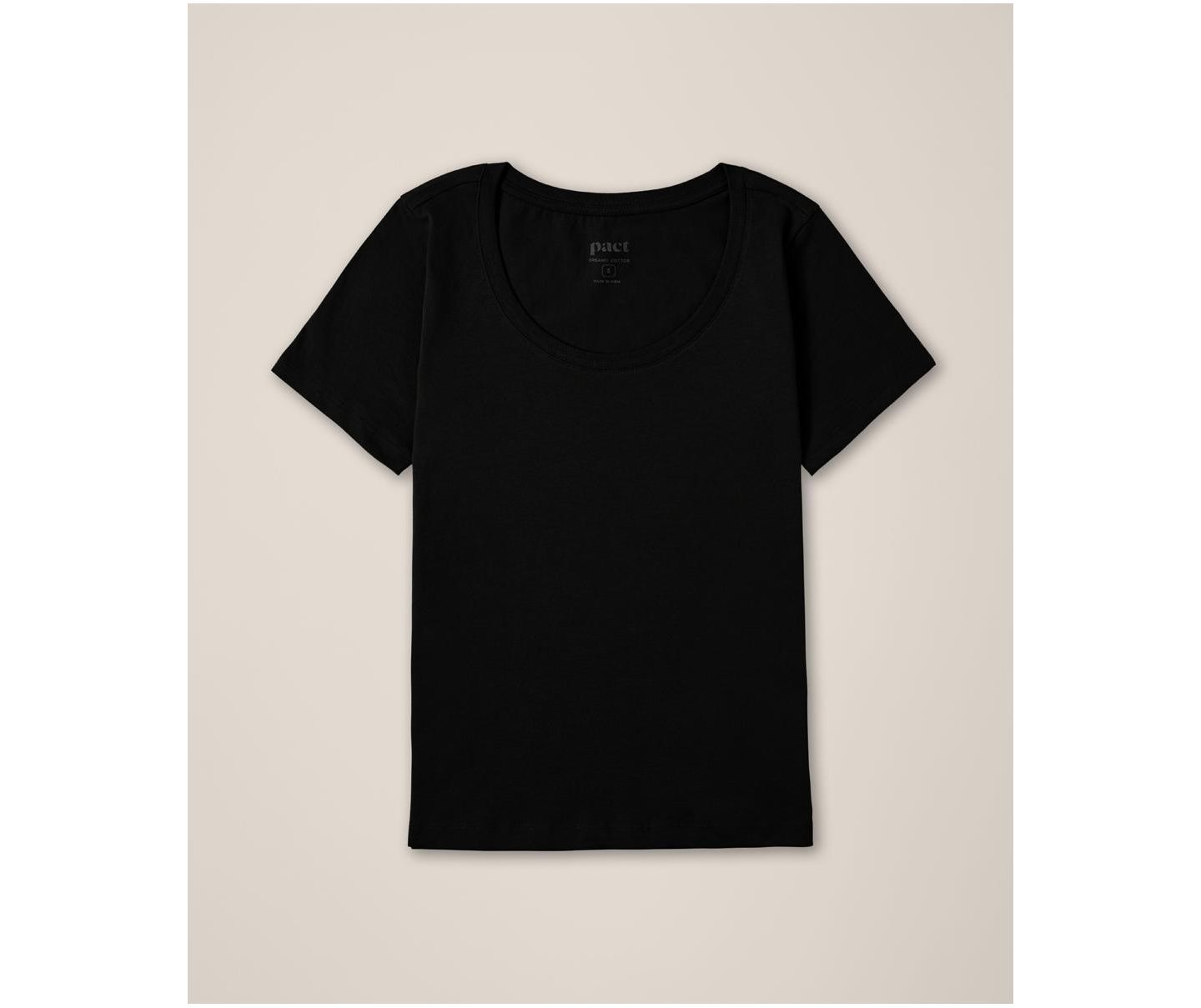 Женская футболка Pact Organic Cotton Softspun Scoop Neck, цвет: Чёрный — фото 3