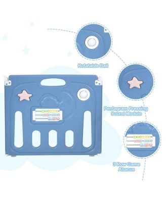 16-Panel Foldable Baby Playpen Kids Activity Centre w/ Lock Door & Rubber Mats