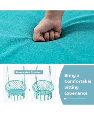 Hammock Swing Chair with Cushion Hanging Hardware Kit Indoor Outdoor