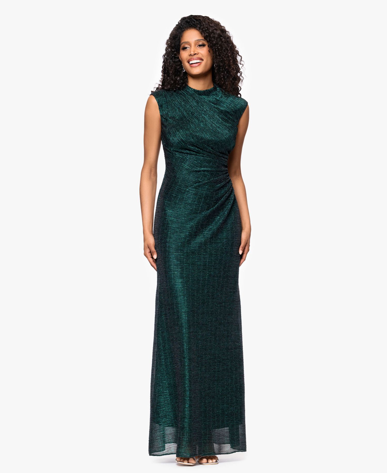 Women's Metallic Ruched Gown
