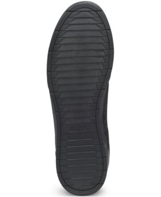 Men's Monogram-Jacquard Leather Trim Trainers Shoe